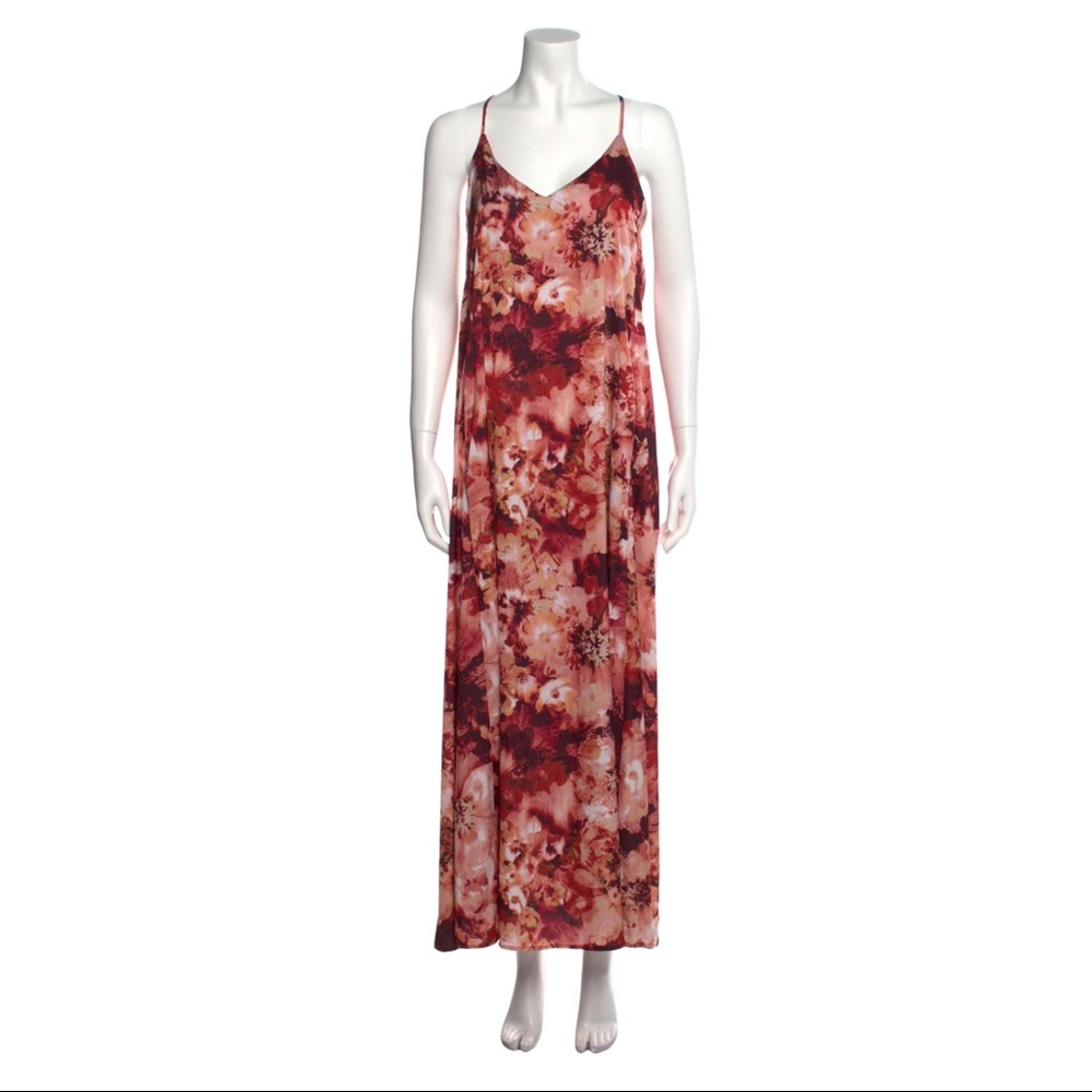 Nicole Miller Red Floral Long Dress